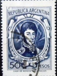 Selo postal da Argentina de 1967 José Francisco de San Martín 50 U