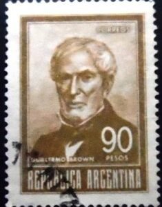 Selo postal da Argentina de 1967 Guillermo Brown 90 U