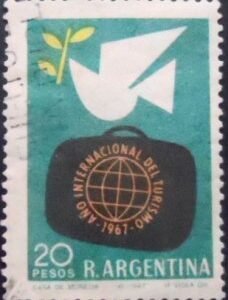 Selo postal da Argentina de 1967 International Day of Tourism U
