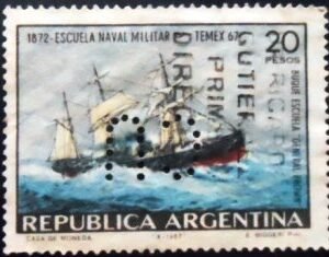 Selo postal da Argentina de 1967 Military Naval School U