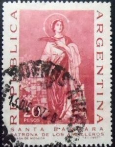 Selo postal da Argentina de 1967 Santa Barbara U