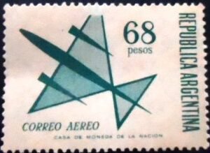 Selo postal da Argentina de 1967 Stylized aircraft 68 M