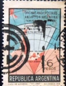 Selo postal da Argentina de 1968 Map U