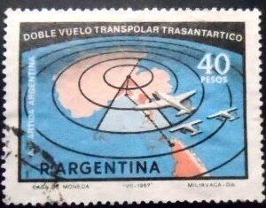 Selo postal da Argentina de 1968 Transpolar Flight U