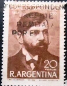 Selo postal da Argentina de 1968 Dr. Osvaldo Magnasco U