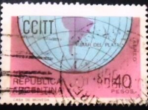 Selo postal da Argentina de 1968 Earth Globe U