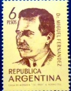 Selo postal da Argentina de 1969 Miguel Fernández M