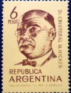 Selo postal da Argentina de 1969 Cristóbal M. Hicken M