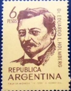 Selo postal da Argentina de 1969 Eduardo L. Holmberg M