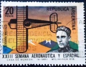 Selo postal da Argentina de 1969 Benjamin Matienzo U