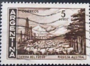 Selo postal da Argentina de 1970 Tierra del Fuego U sev