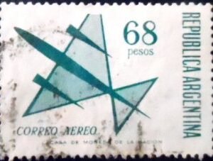 Selo postal da Argentina de 1967 Stylized aircraft 68 U