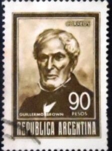 Selo postal da Argentina de 1970 Guillermo Brown 90 U