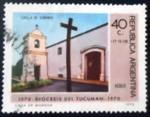 Selo postal da Argentina de 1970 Capilla de Sumampa U