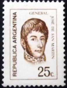 Selo postal da Argentina de 1971 General José Francisco de San Martín 25 M