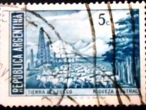 Selo postal da Argentina de 1971 Tierra del Fuego 5 U sev