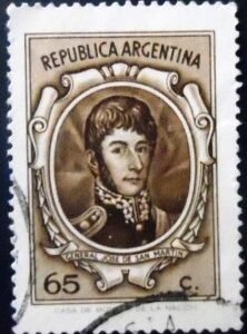 Selo postal da Argentina de 1971 José Francisco de San Martín 65 U sev