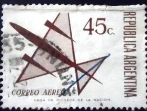 Selo postal da Argentina de 1971 Stylized aircraft 45 U