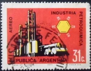 Selo postal da Argentina de 1971 Petrochemical Industry U