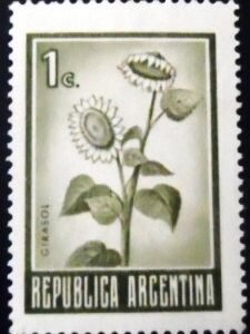 Selo postal da Argentina de 1972 Sunflower 1 Y M