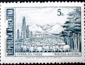 Selo postal da Argentina de 1972 Tierra del Fuego 5 N sev