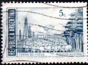 Selo postal da Argentina de 1972 Tierra del Fuego 5 U sev