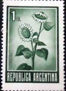 Selo postal da Argentina de 1972 Sunflower 1 N X