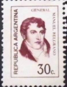 Selo postal da Argentina de 1974 General Manuel Belgrano 30