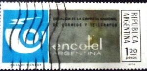 Selo postal da Argentina de 1974 Encotel U