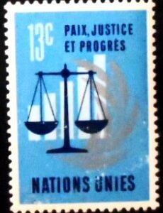 Selo postal das Nações Unidas Nova Iorque de 1970 Justice and Progress 13 M