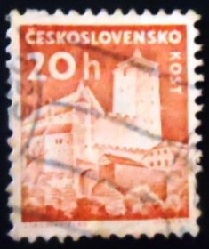 Selo postal da Tchecoslováquia de 1960 Kost Castle U