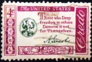 Selo postal dos Estados Unidos de 1960 Abraham Lincoln Quotation 4 U