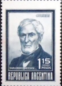 Selo postal da Argentina de 1971 Guillermo Brown 1.15 N
