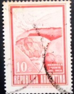 Selo postal da Argentina de 1971 Inca Bridge 10 U XBI