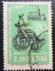Selo postal da Argentina de 1968 Cripple rehabilitation day U