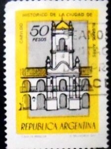 Selo postal da Argentina de 1977 Town Hall Buenos Aires U