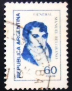 Selo postal da Argentina de 1977 General Manuel Belgrano 60 U