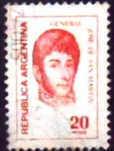Selo postal da Argentina de 1977 José Francisco San Martín 20 U