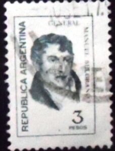 Selo postal da Argentina de 1976 General Manuel Belgrano 3 U