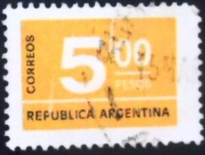 Selo postal da Argentina de 1976 Numeral 5 U sev