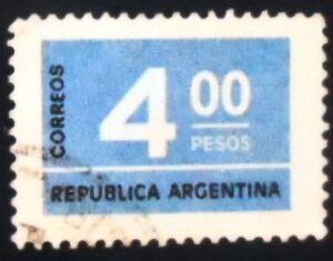Selo postal da Argentina de 1976 Numeral 4 U