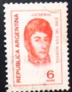 Selo postal da Argentina de 1975 José Francisco de San Martín 6 U
