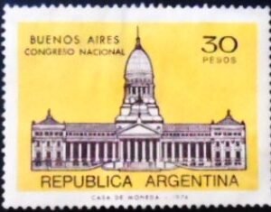 Selo postal da Argentina de 1974 Congress Building Buenos Aires N sev