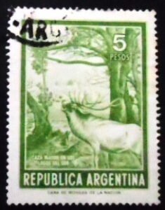 Selo postal da Argentina de 1974 Red Deer 5 U