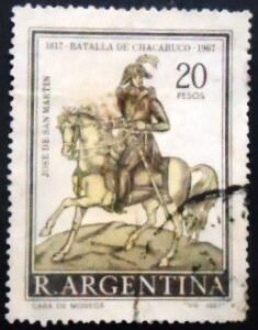 Selo postal da Argentina de 1967 San Martín on Horseback 20 U