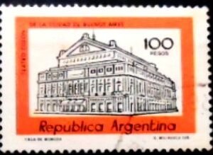 Selo postal da Argentina de 1978 Columbus Theatre Buenos Aires U sev