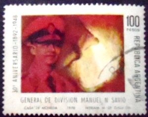 Selo postal da Argentina de 1978 General Manuel N. Savio U