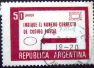 Selo postal da Argentina de 1978 Correct postage 50 U
