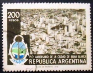 Selo postal da Argentina de 1978 Foundation of the town of Bahia Blanca U