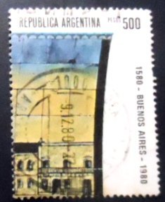 Selo postal da Argentina de 1980 Glazed tiles in Subway station Catedral U